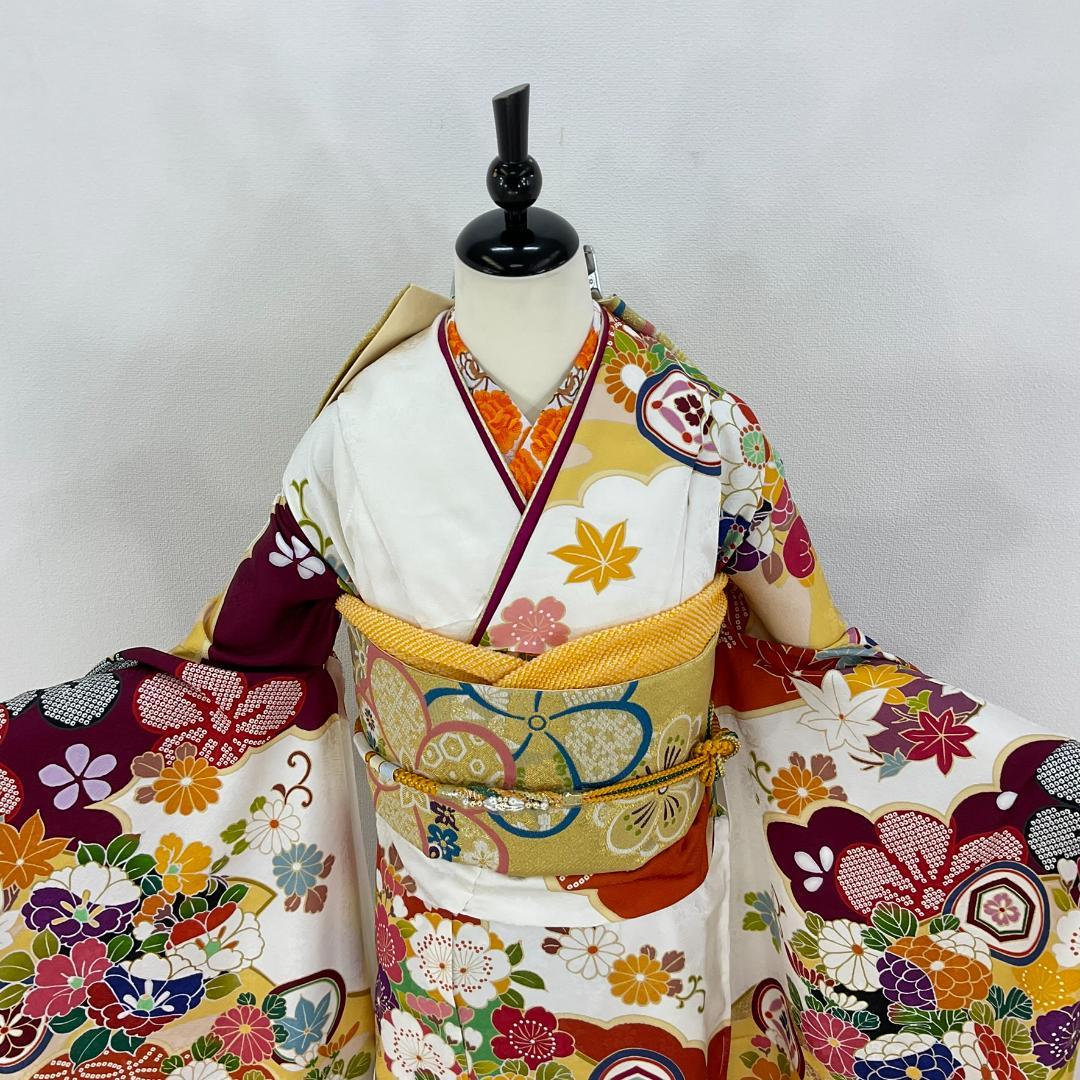かんろ様専用 ふくよかさん対応 正絹お振袖 フルセット 巾広胴裏込み