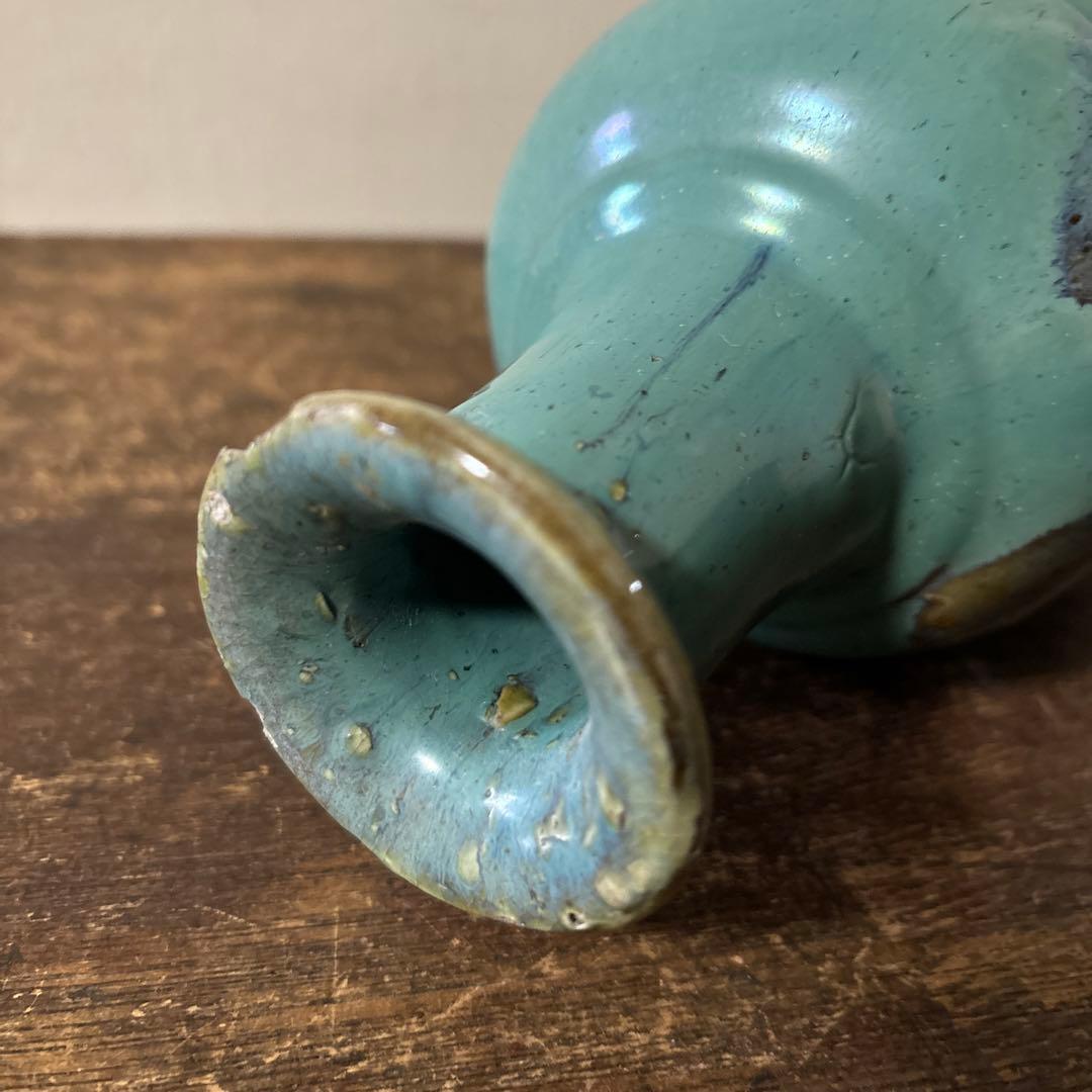 琉球 ユシビン 緑釉瓢形瓶 やちむん.壺屋焼.柳宗悦.民藝.アンティーク.李