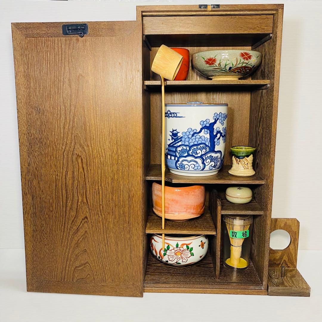 茶道具一式 短冊箱 桑製 旅箪笥 セット 洞華 紫雲 桂窯