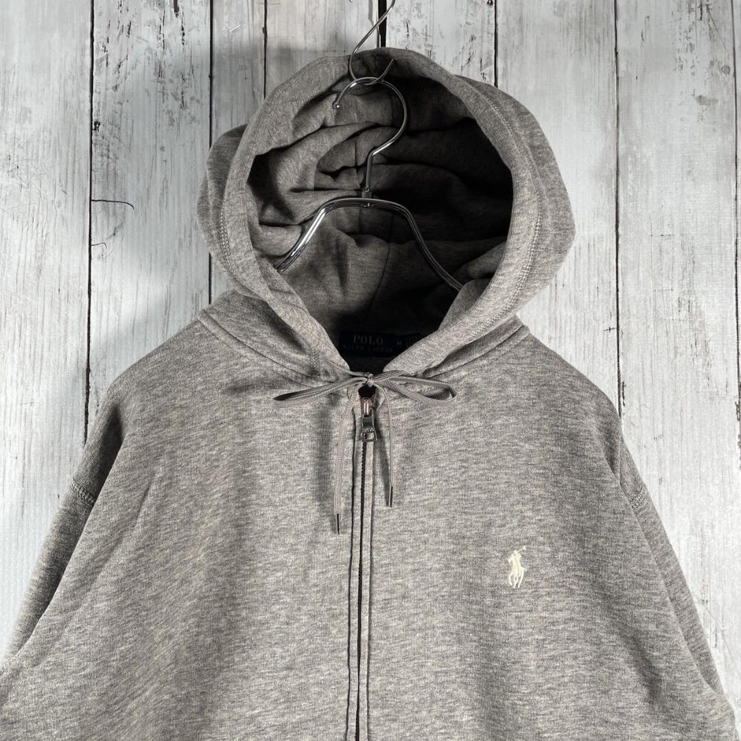 ポロラルフローレン ジップアップ スウェット フーディー パーカー M グレー
