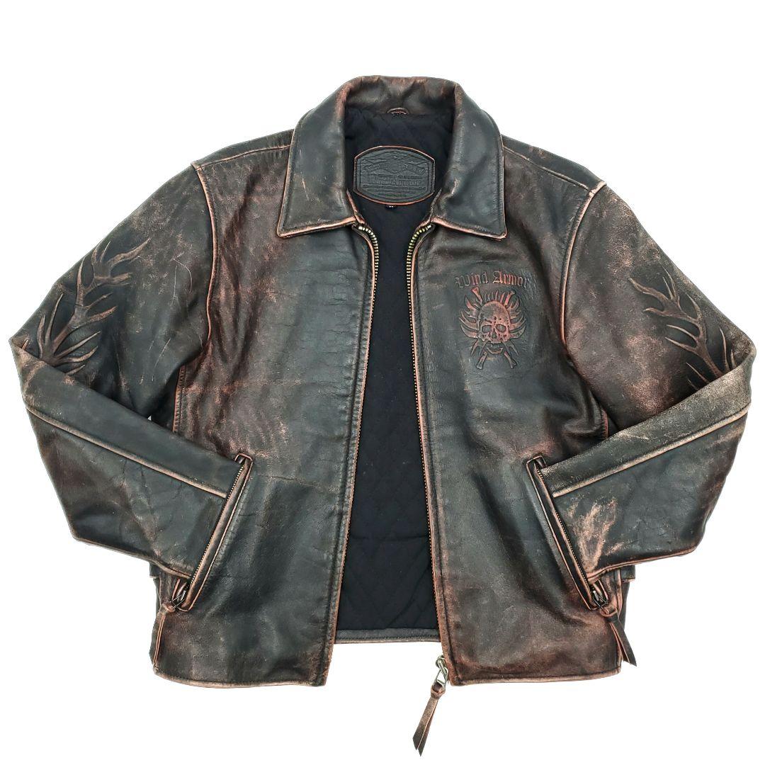 WIND ARMOR アメリカ産レザージャケット ファイヤーパターン エイジング