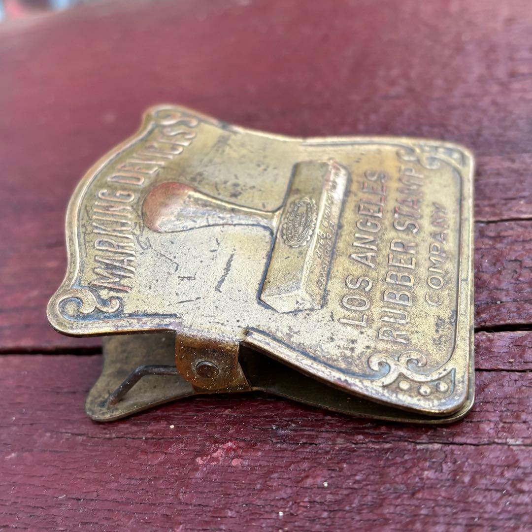 USA VTG真鍮製ペーパークリップ1920s RUBBER STAMP Co.