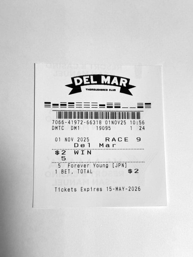 フォーエバーヤング BCクラシック 2025現地 単勝馬券 フォーエバー