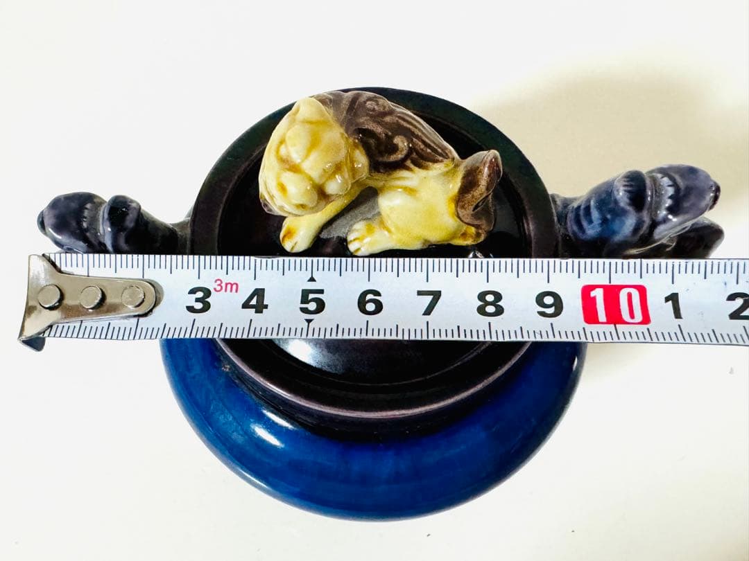 人間国宝 柳雨軒 徳田八十吉(正彦銘) 獅子摘 龍耳香炉 九谷