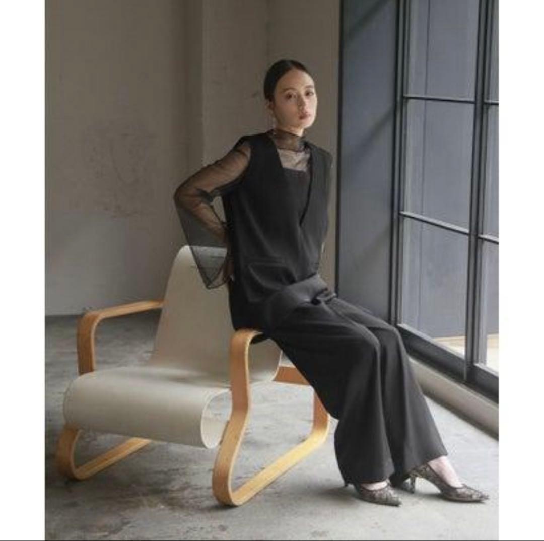 GIRL チュールレイヤードトップス&ワイドパンツ セットアップ 低身長 結婚式