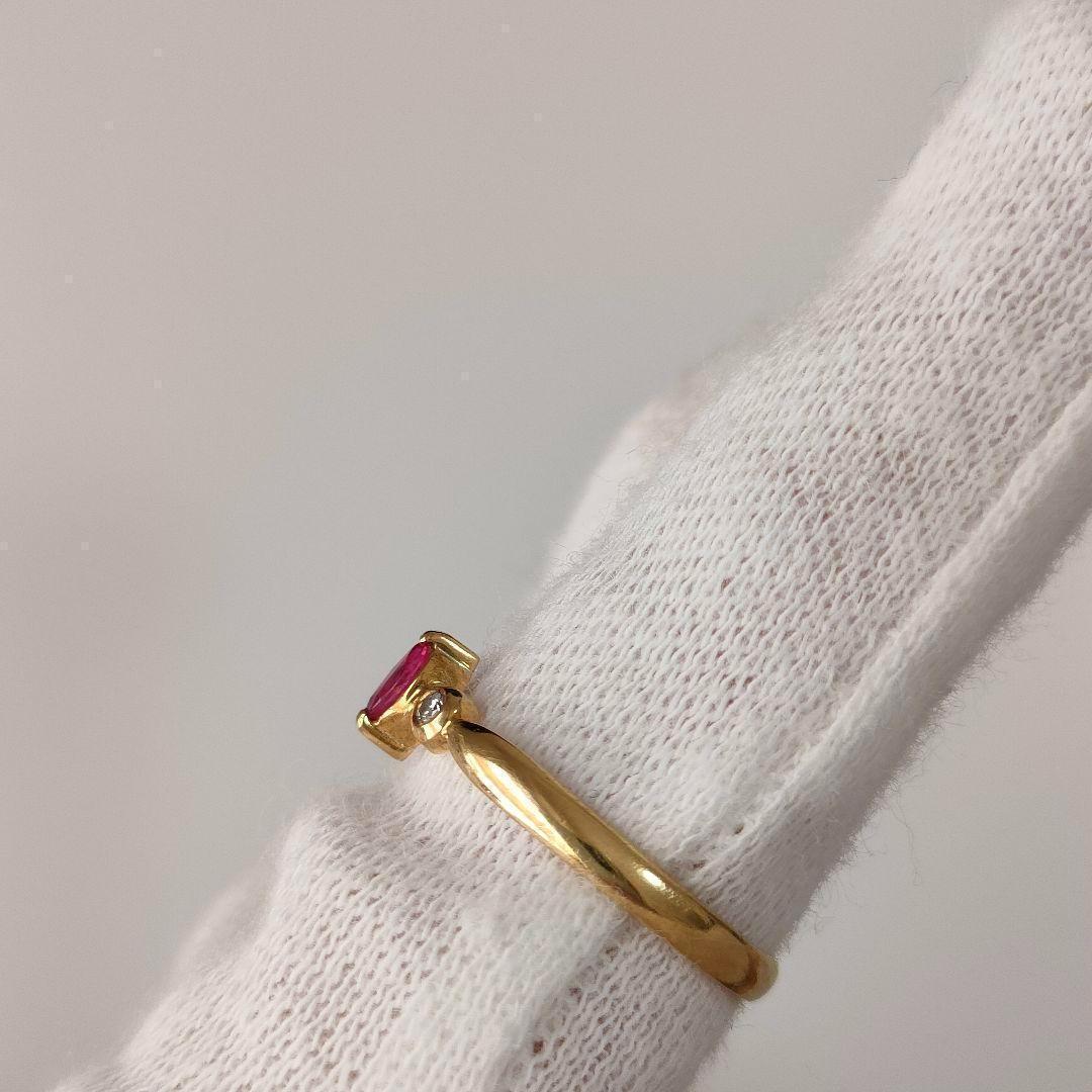 K18　天然石ルビー　天然ダイヤモンド　リング　指輪　ゴールド　ルビー　11