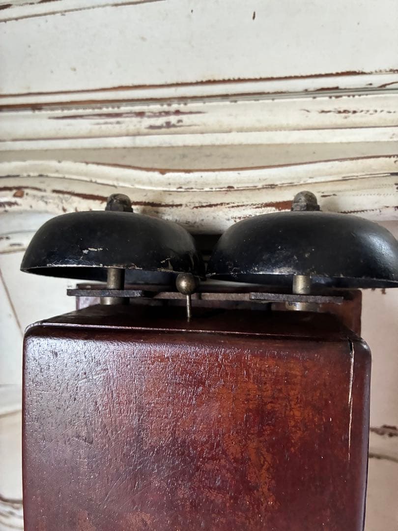 フランス アンティーク 壁掛け式 電話機用 ベル 木製 呼び鈴 Bell 2個