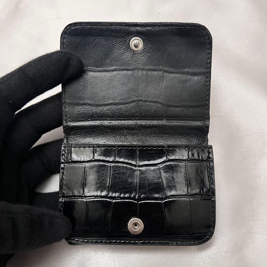 ◇レア美品◇バレンシアガ エブリデイ 三つ折り財布 クロコ型押し