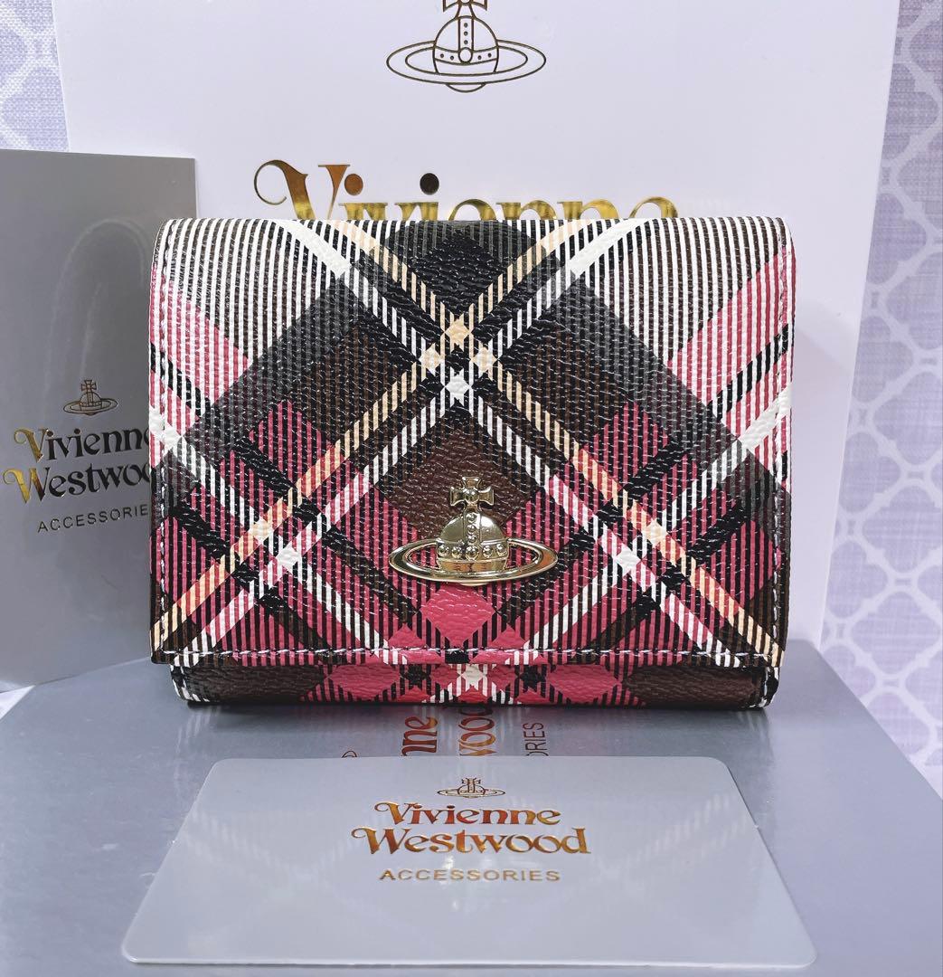 【可愛すぎ♡新品】可愛い ヴィヴィアン・ウエストウッド チェック 三折り財布