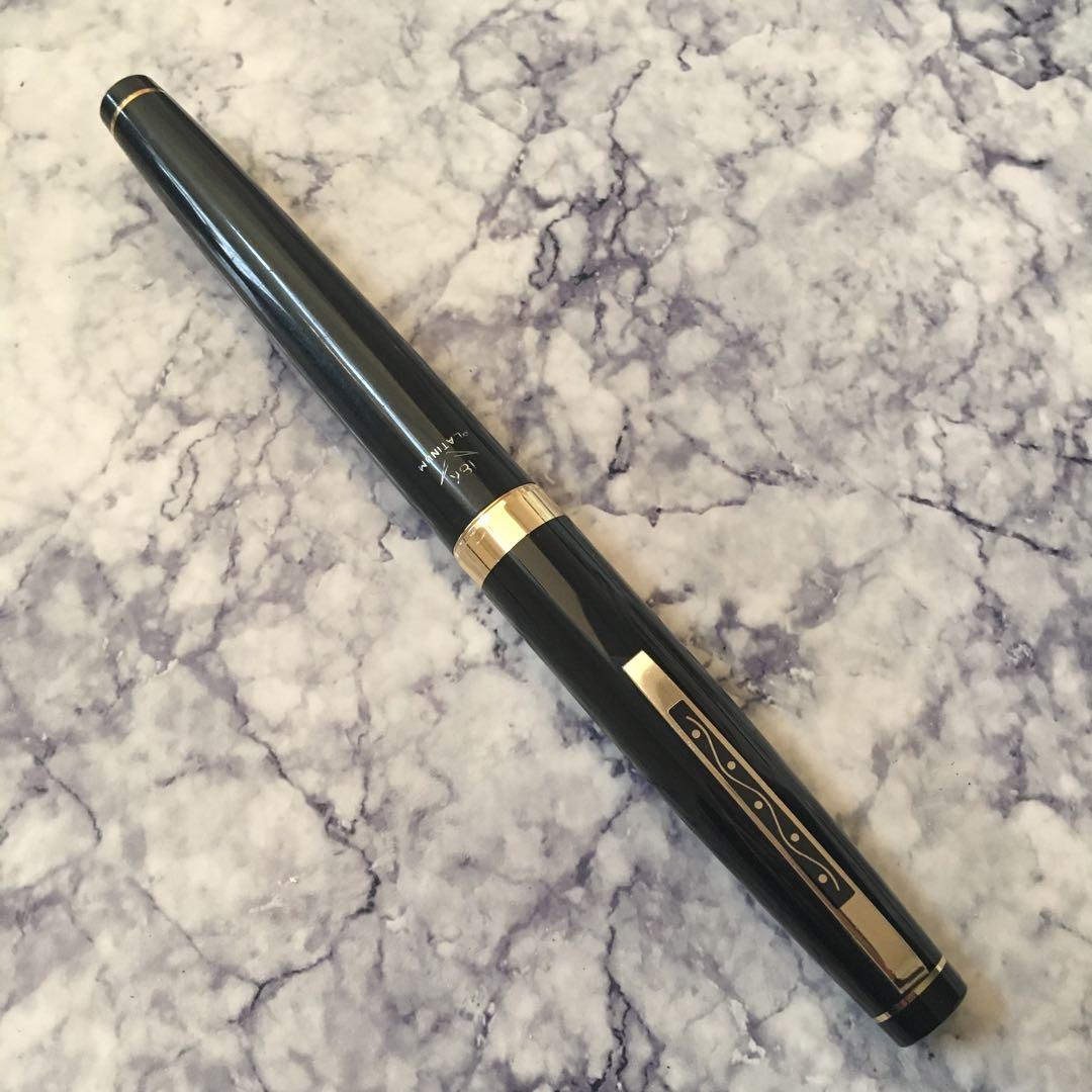 0224 オーバーホール済み 万年筆 PLATINUMプラチナ ロング 18k