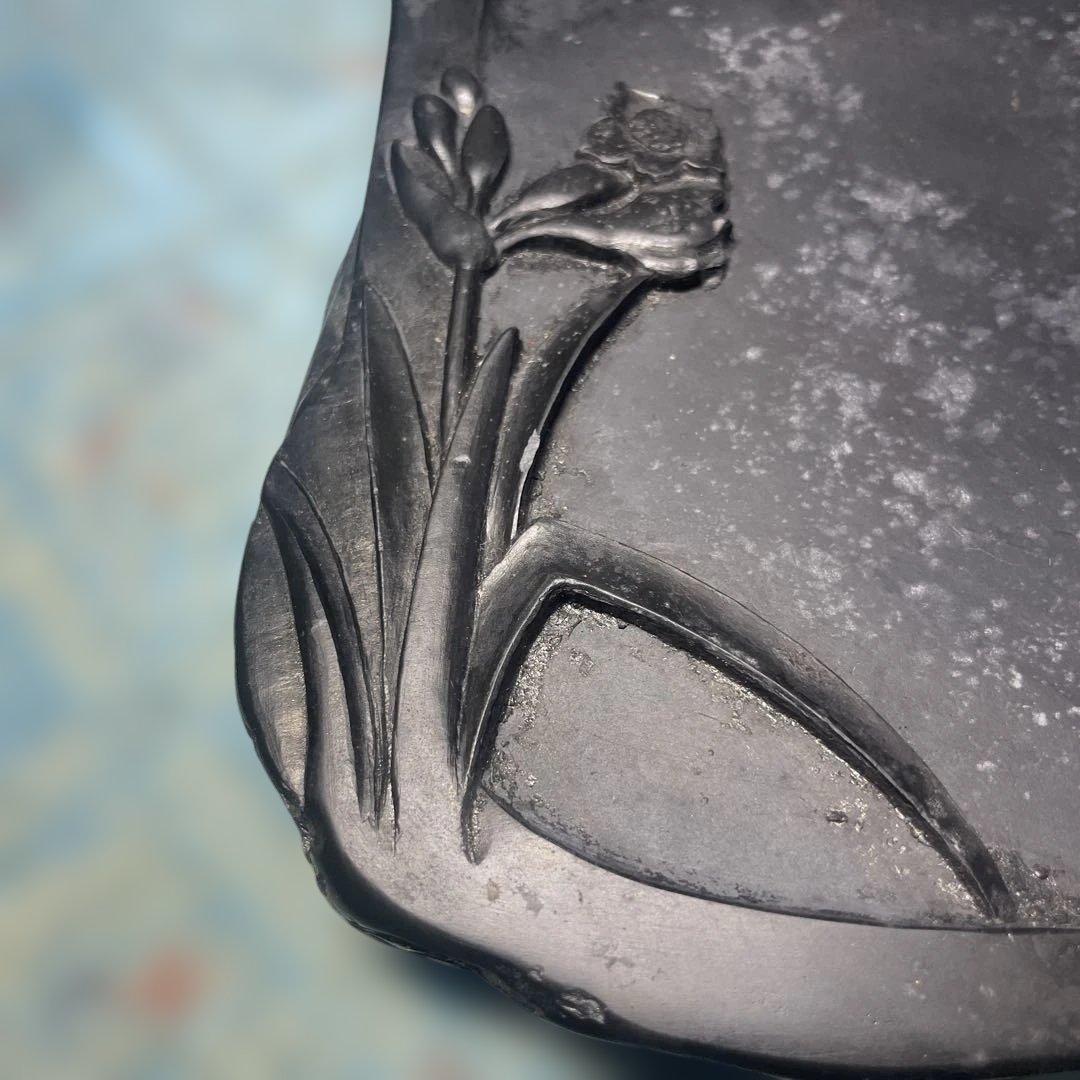 一点物一枚岩大きな龍彫刻の石製硯