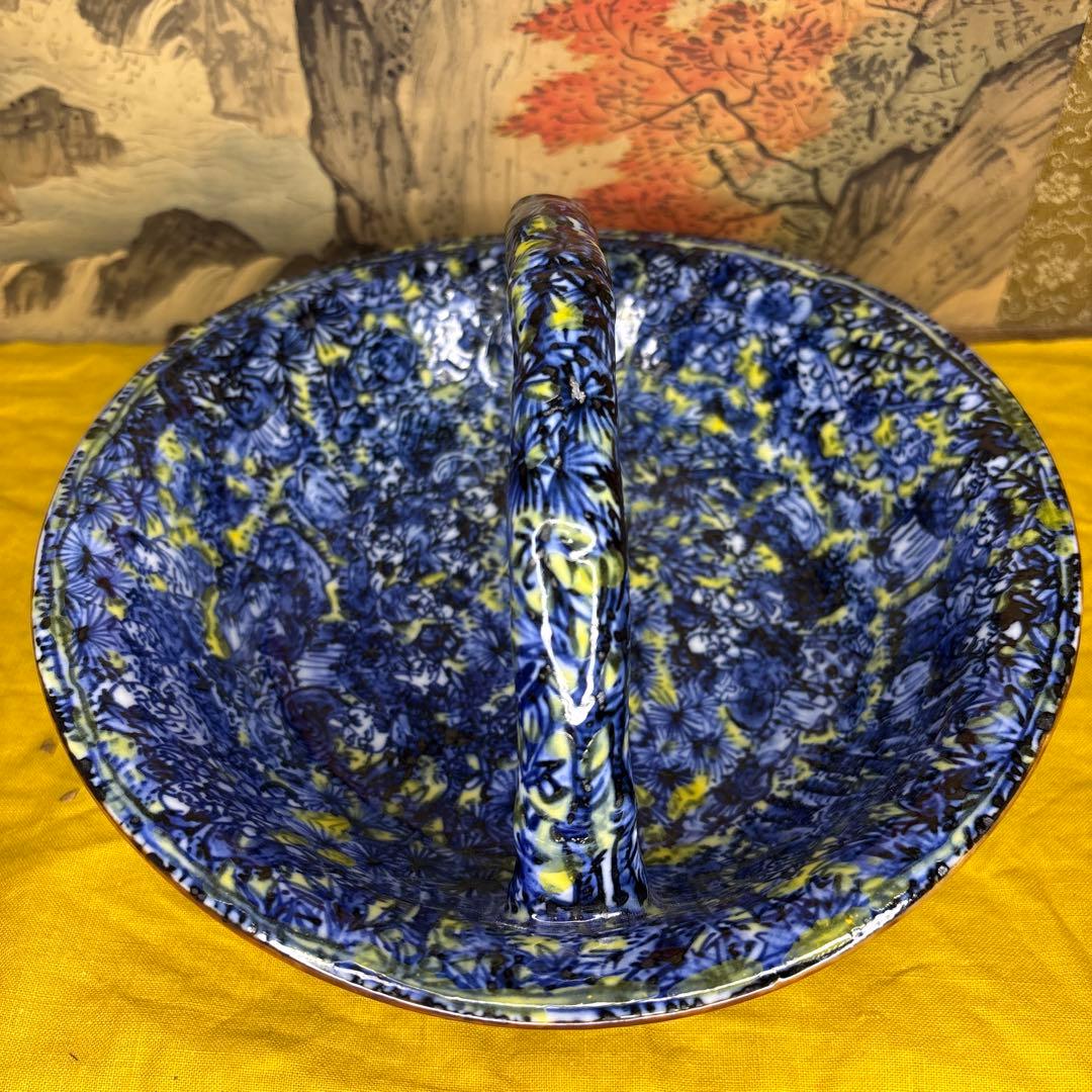 五代 清风与平 黄地青華群仙図　手鉢 共箱 共布