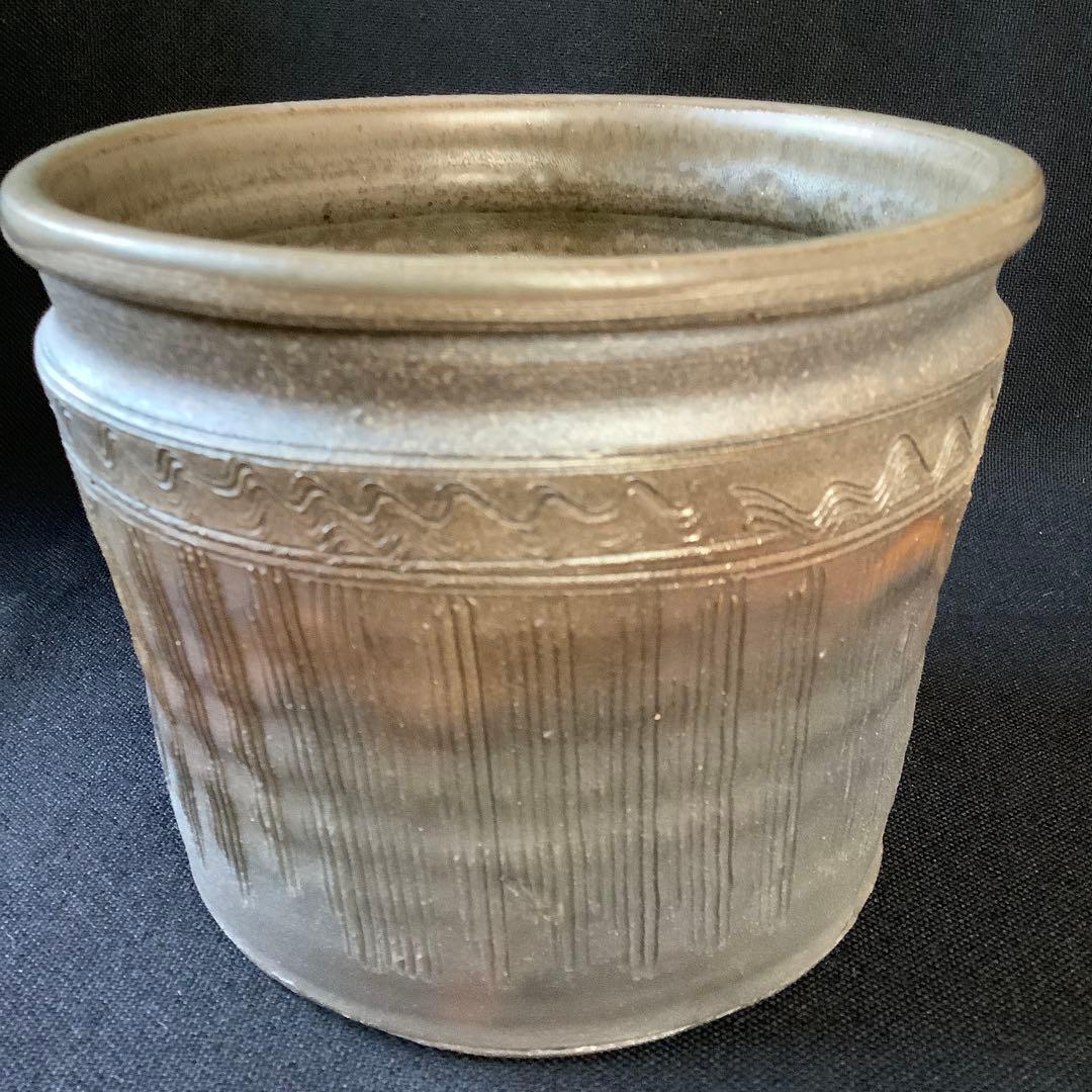 茶道具】 丹波焼 杉原祥公作 建水 縄すだれ 共箱