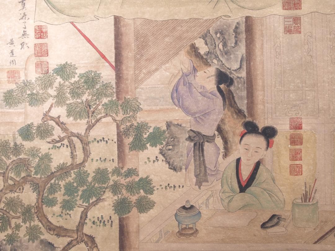 骨董掛け軸】人物図 中国夏珪 南宋時代 肉筆保證 AK708A12-2