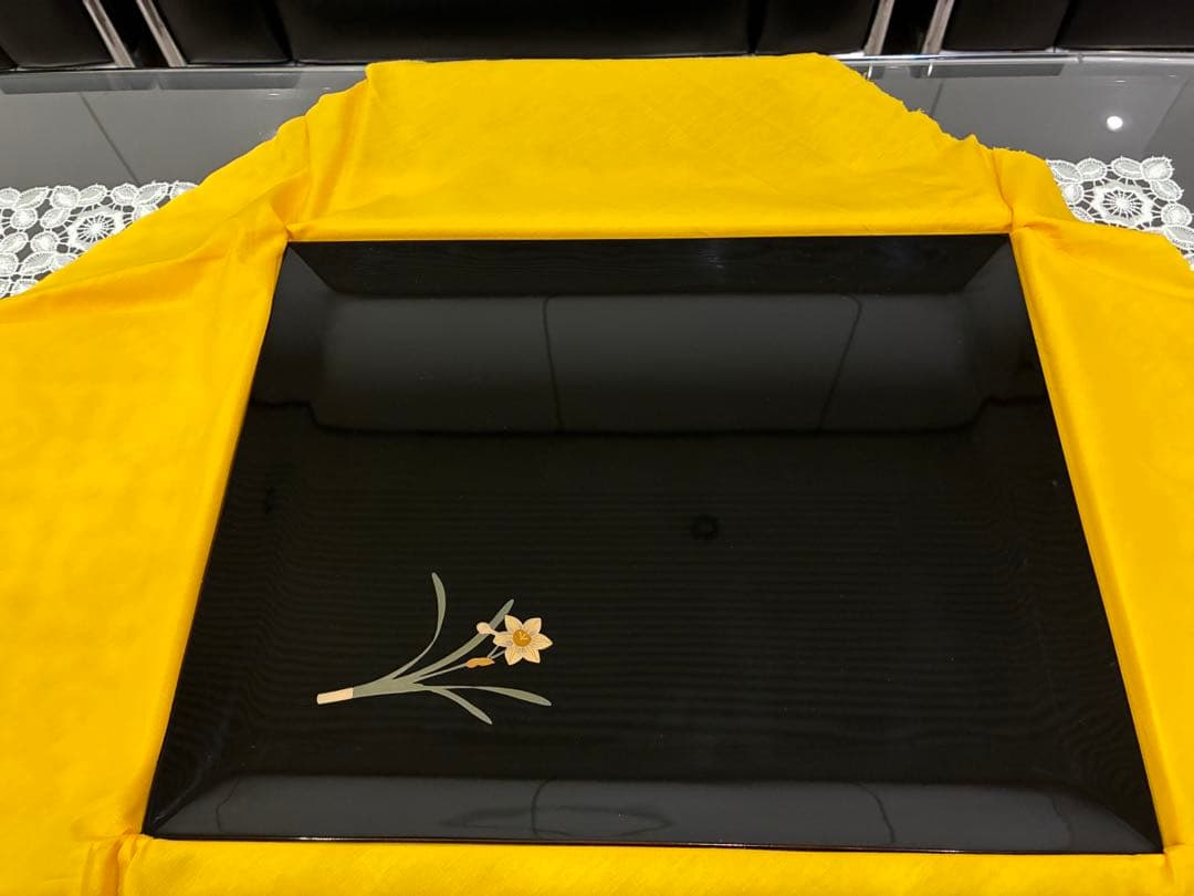 輪島塗　卓上膳　草花絵替蒔絵　五枚組　共箱