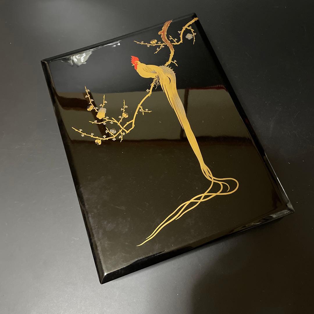 時代物　蒔絵硯箱　是真造　木箱付き