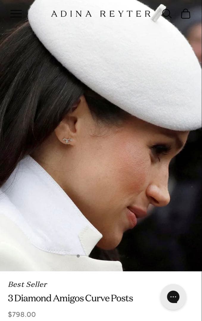 メーガン妃着用 Adina Reyter アディナレイター K14ダイヤピアス