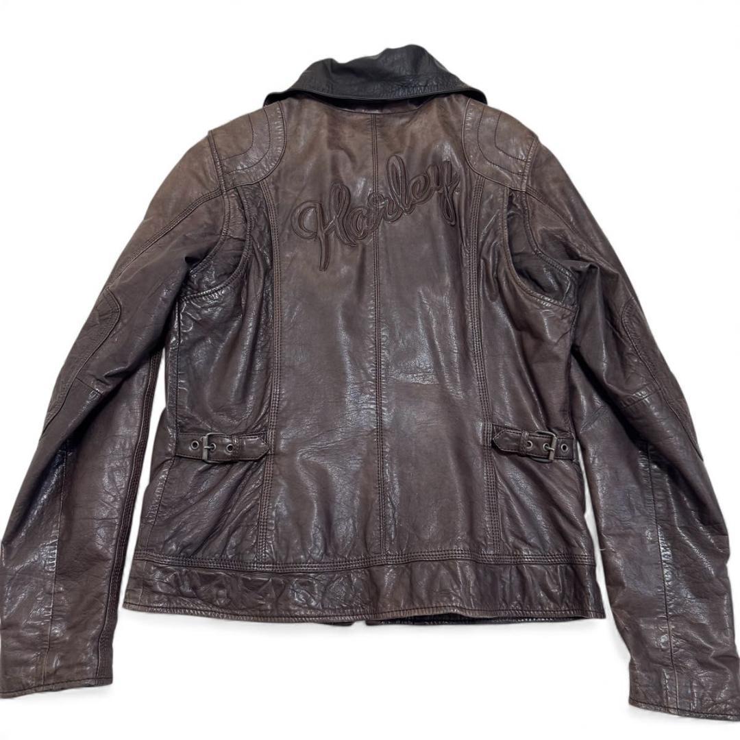 Harley-Davidson シングルライダース 牛革 ロゴ エンボス L