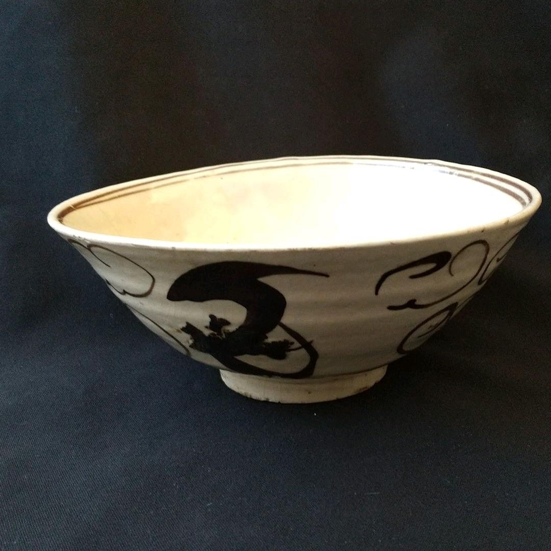 中国 磁州窯 茶碗 絵高麗 古箱 箱書きあり 貴重 骨董 茶道具