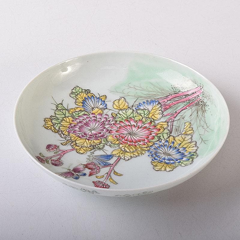 中国 大清乾隆年製 粉彩 花鳥文 皿 C 7821