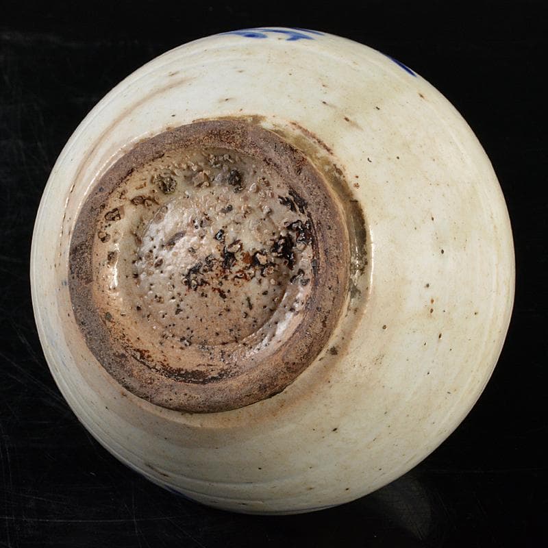 朝鮮美術李朝高麗白磁染付草文小壷MR5738