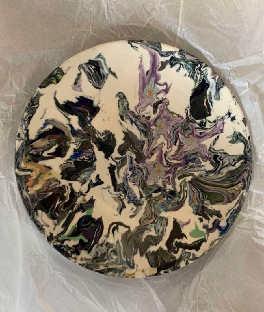 人間国宝 松井康成 萃瓷練上 華雲文皿 額装 飾皿 す