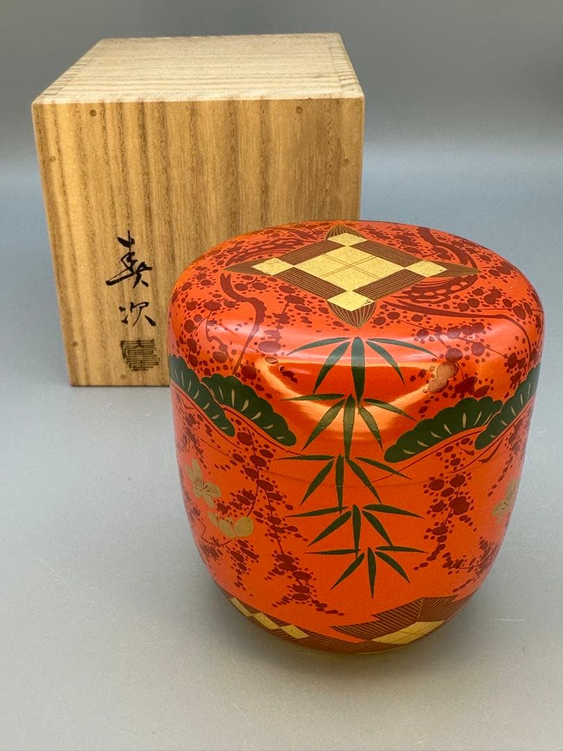 茶道具棗金森春次色漆蒔絵棗