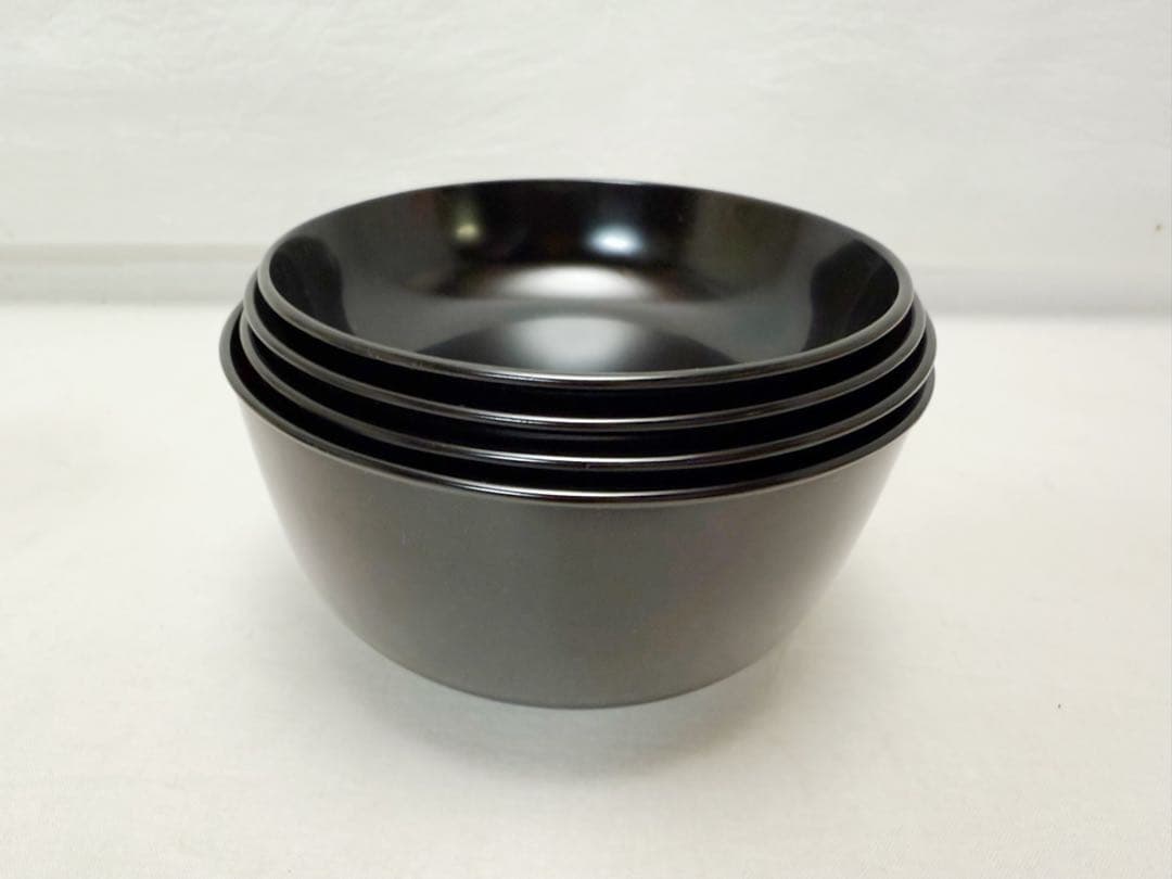 未使用 懐石道具 木製黒真塗 四つ椀 小丸椀 5客揃