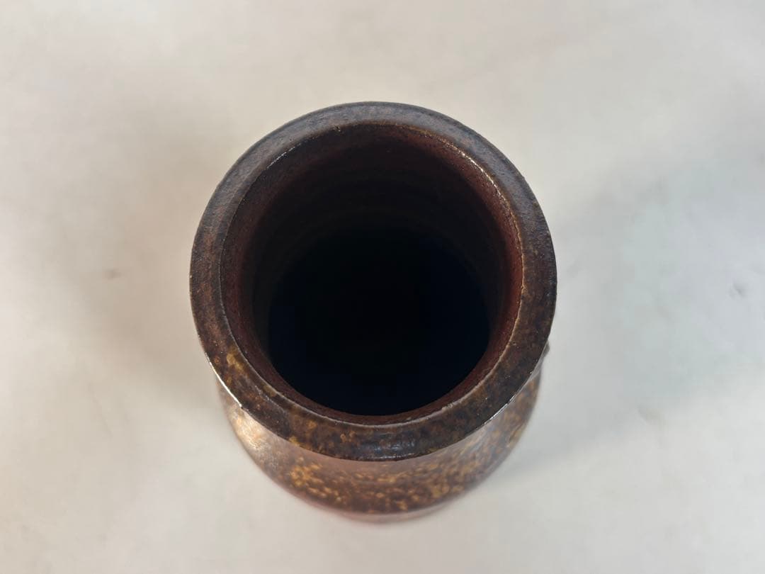 備前焼「松園」 窯変 花入れ 花瓶 共箱あり