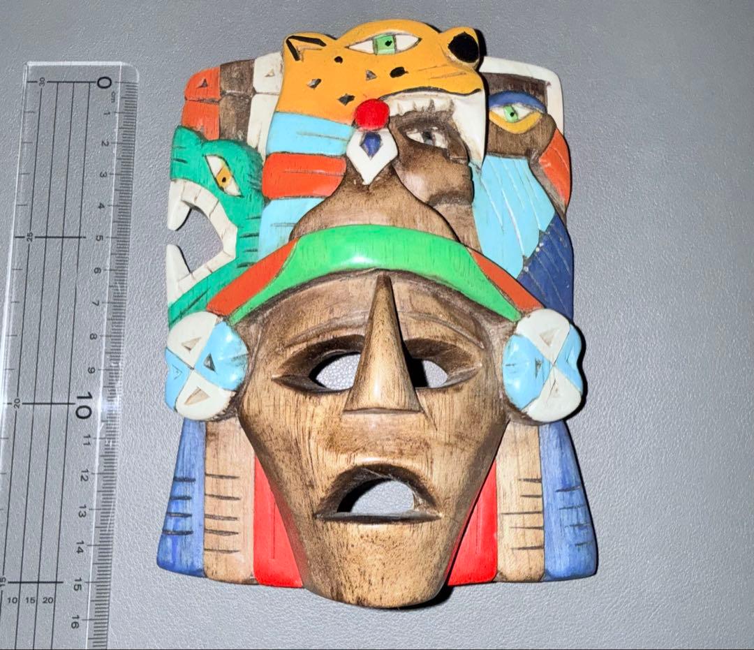 k*様 メキシコ伝統 マヤ文明 ウッドマスク 木製 仮面 お面 手彫り