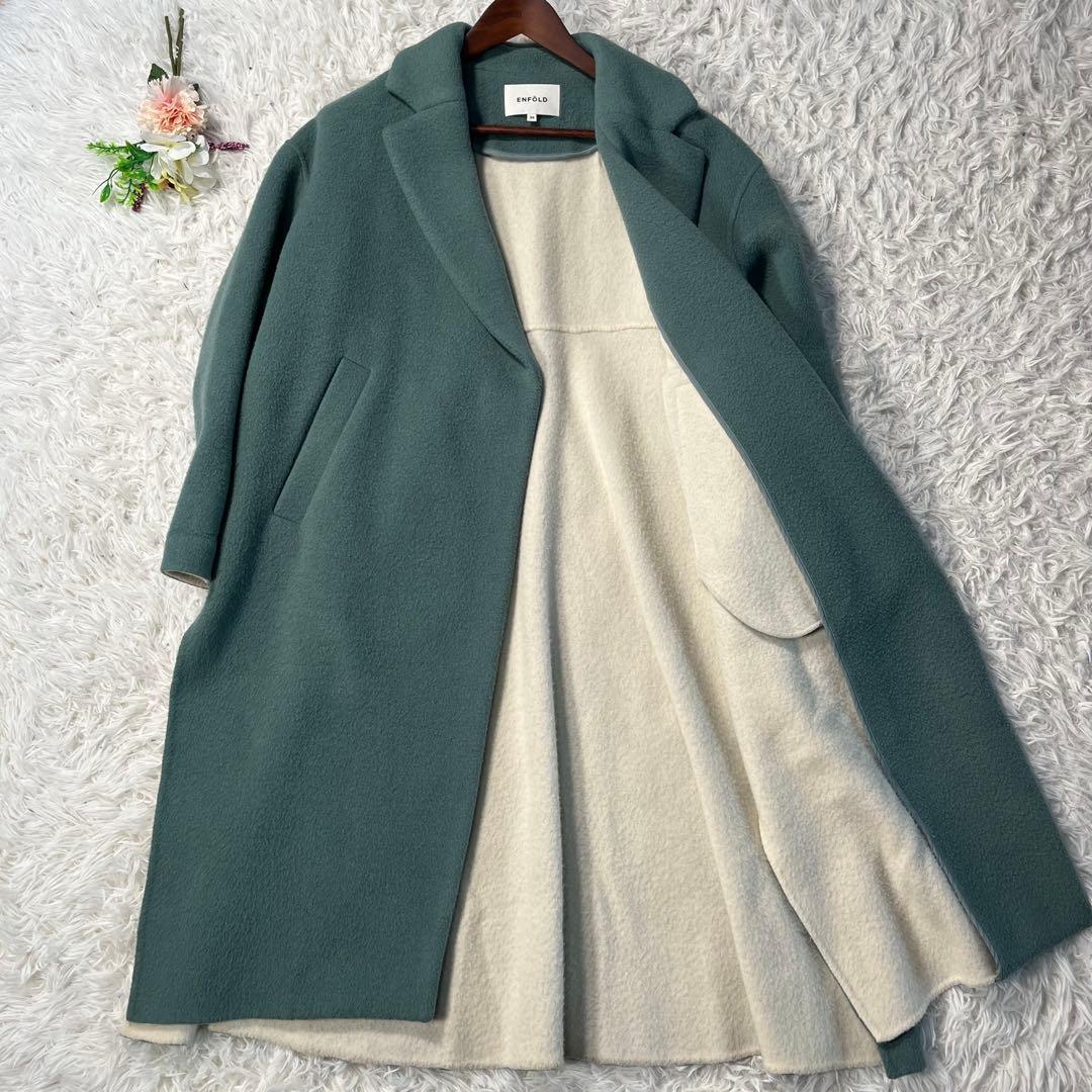 ENFOLD エンフォルドダブルビーバースリットオーバーコート グリーンM