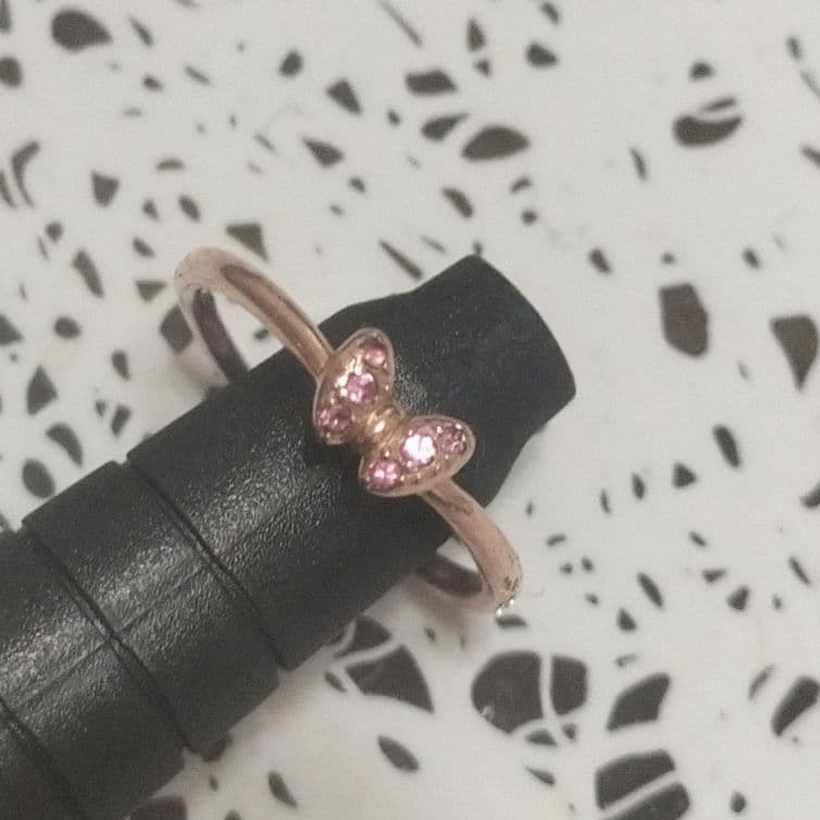 リボン　ミニーモチーフ ピンクゴールドK10　9号