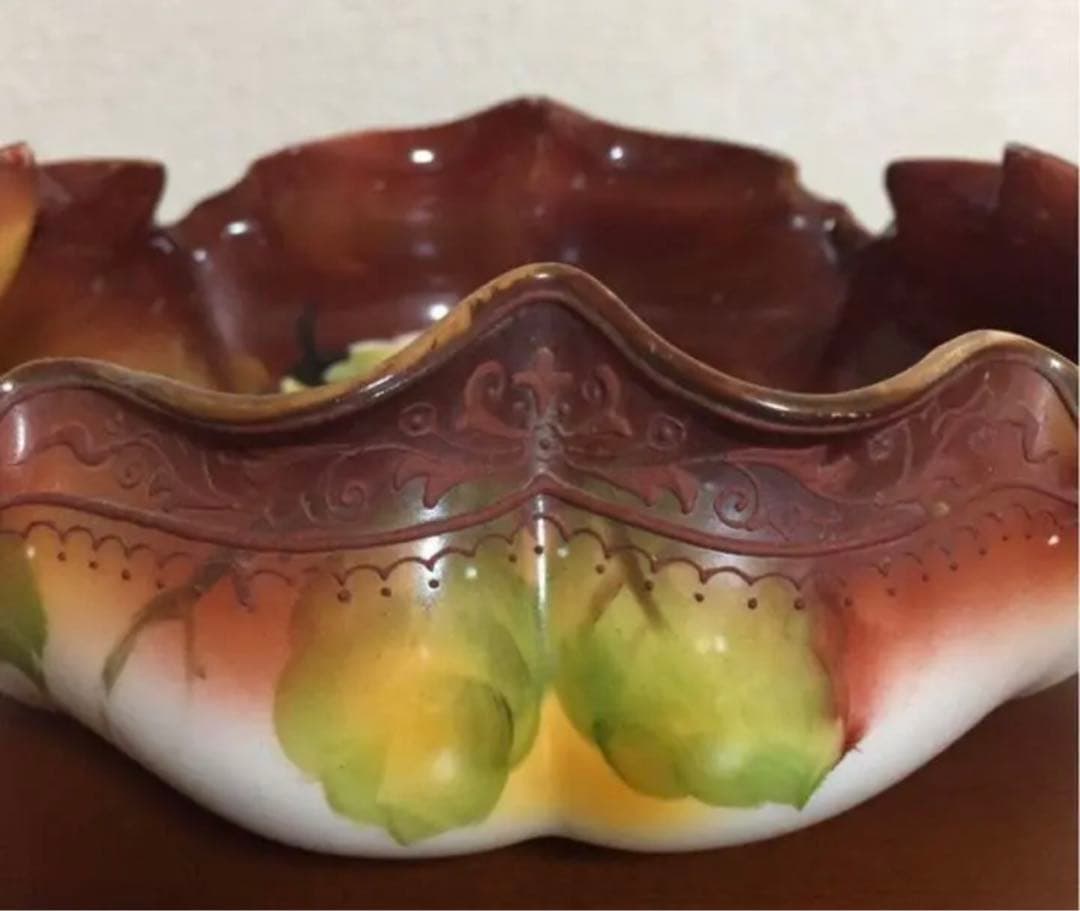 オールドノリタケ 1911年 マーク 希少 深皿 皿 菓子入れ 林檎図柄