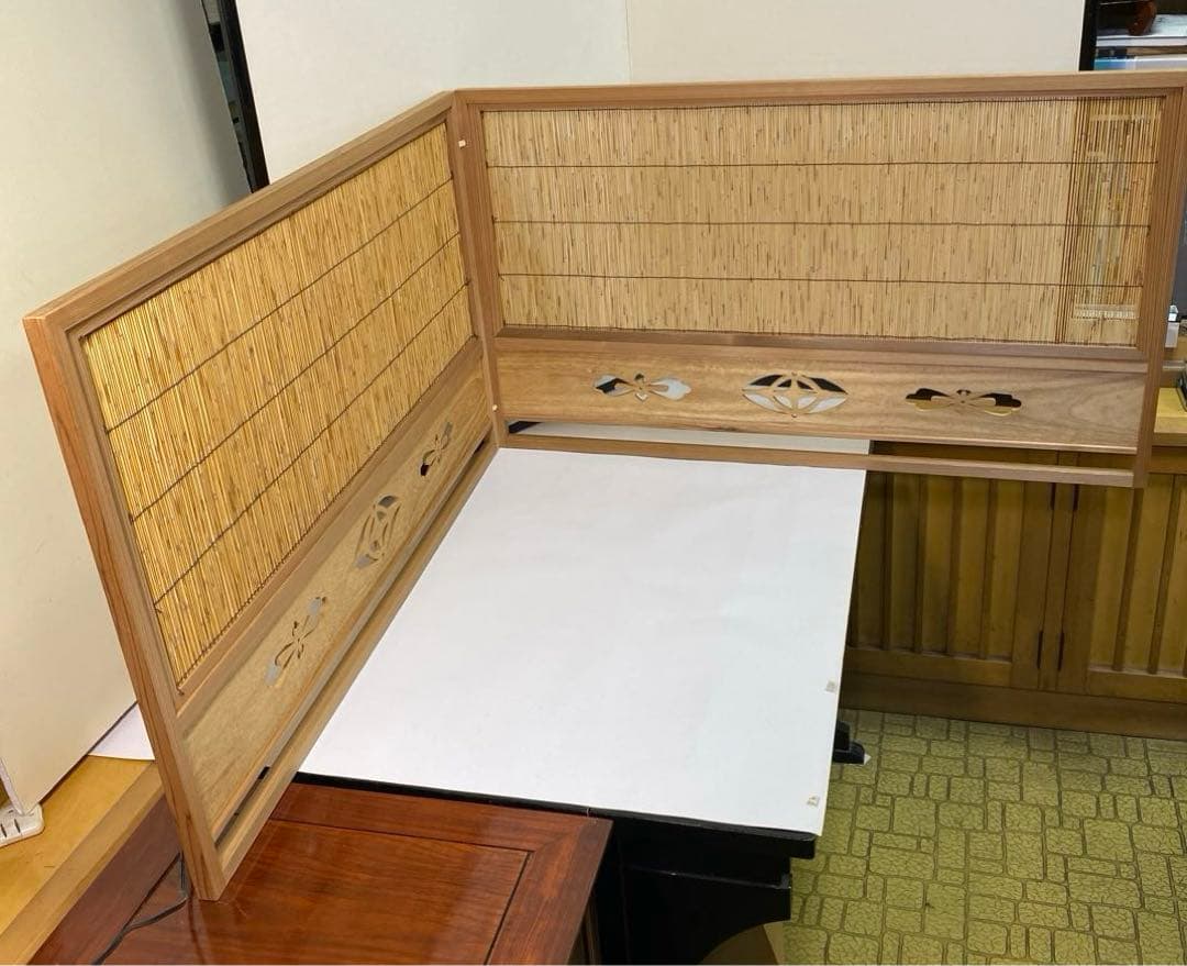 茶道具】七宝透かし風炉先 葦簾 襖セット