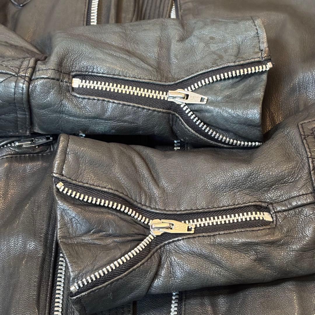 美品 PRIVATE BRAND AG ゴートスキン レザーライダースJKT