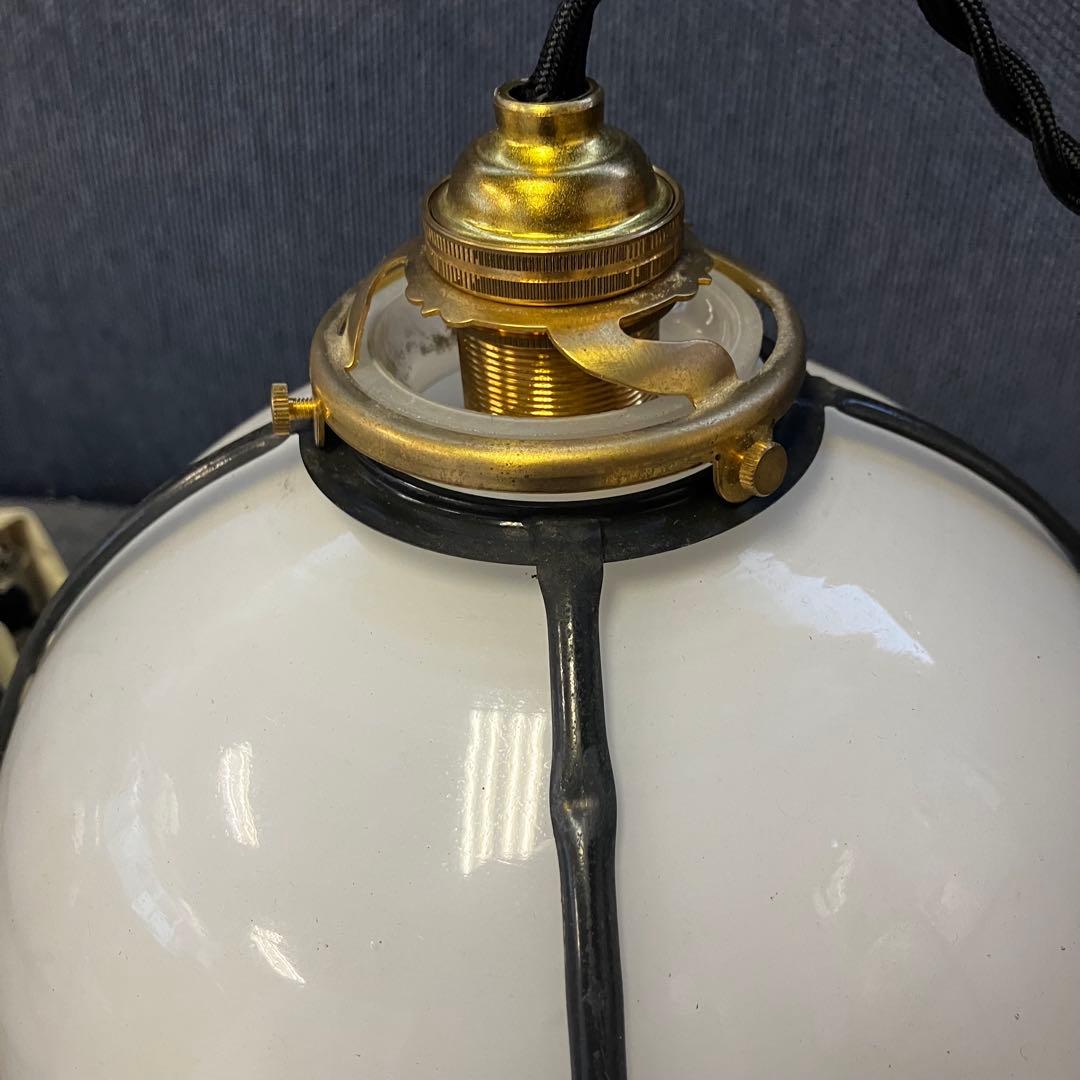 アンティーク 乳白色ガラスシェード ペンダントライト レトロ 2個セット