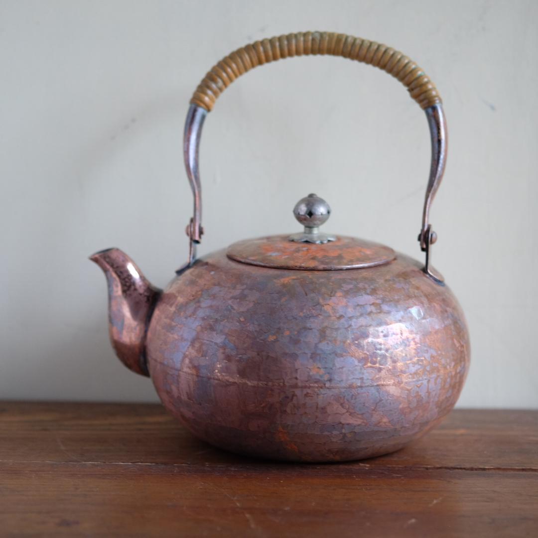 アンティーク骨董品槌目銅製茶道具やかん器在名淨