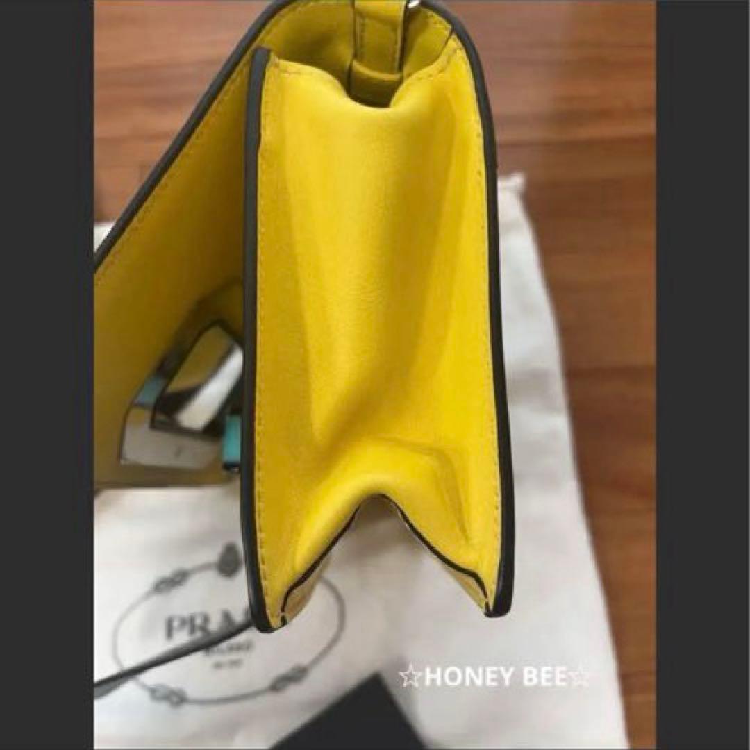 PRADA ショルダーバッグ レザー イエロー　プラダ　プレックスリボンバッグ