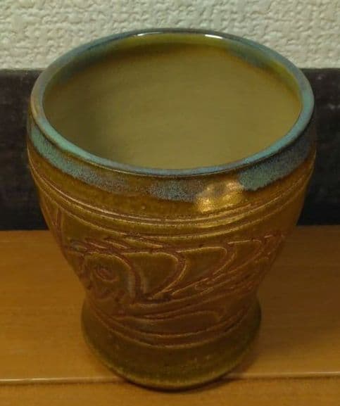 人間国宝 金城次郎 ゴブレット 栞 共箱 美品 壺屋焼 やちむん 壷屋焼 希少品