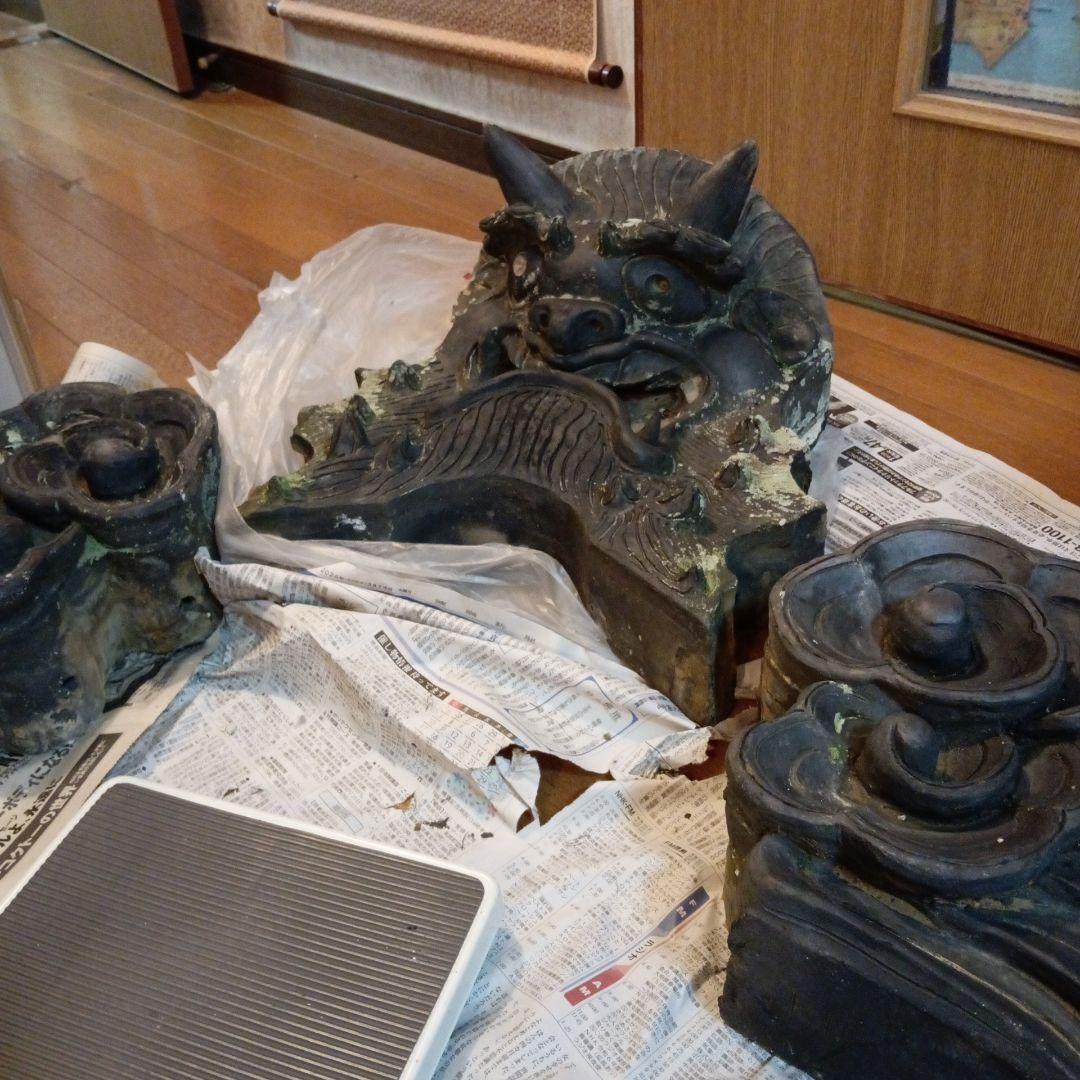 江戸時代中期頃超特大サイズ極稀少レア鬼師超絶技巧造寺社屋根大棟魔