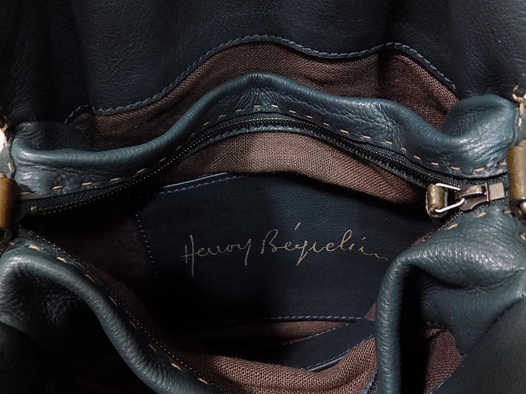HENRY BEGUELIN ショルダートートブルーグリーン　イタリア製
