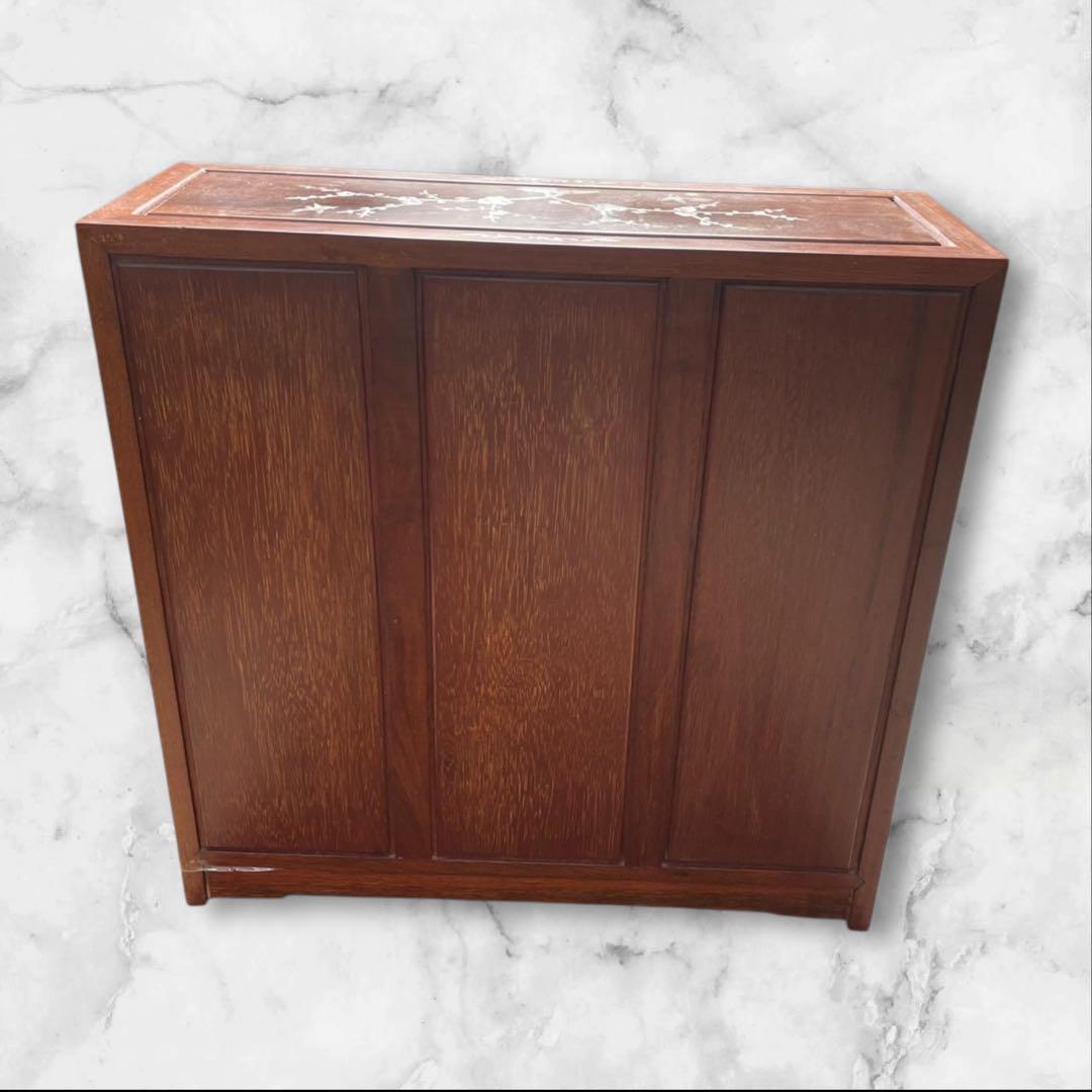 花梨材 棚 漆塗り 螺鈿細工 引出し付 収納家具 家具螺鈿細工 樺材