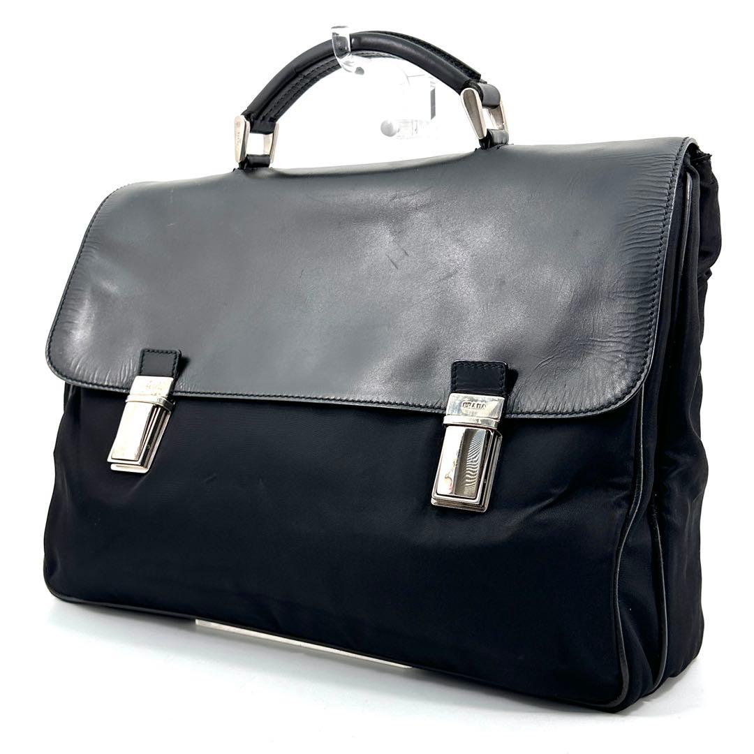PRADA プラダ ビジネスバッグ ナイロン×レザー ブリーフケース ブラック