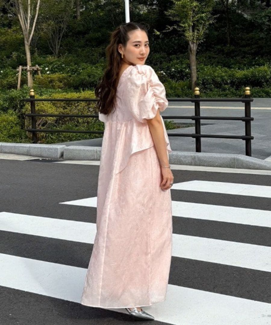 ANDRESD bubble sleeve jacquard dress M