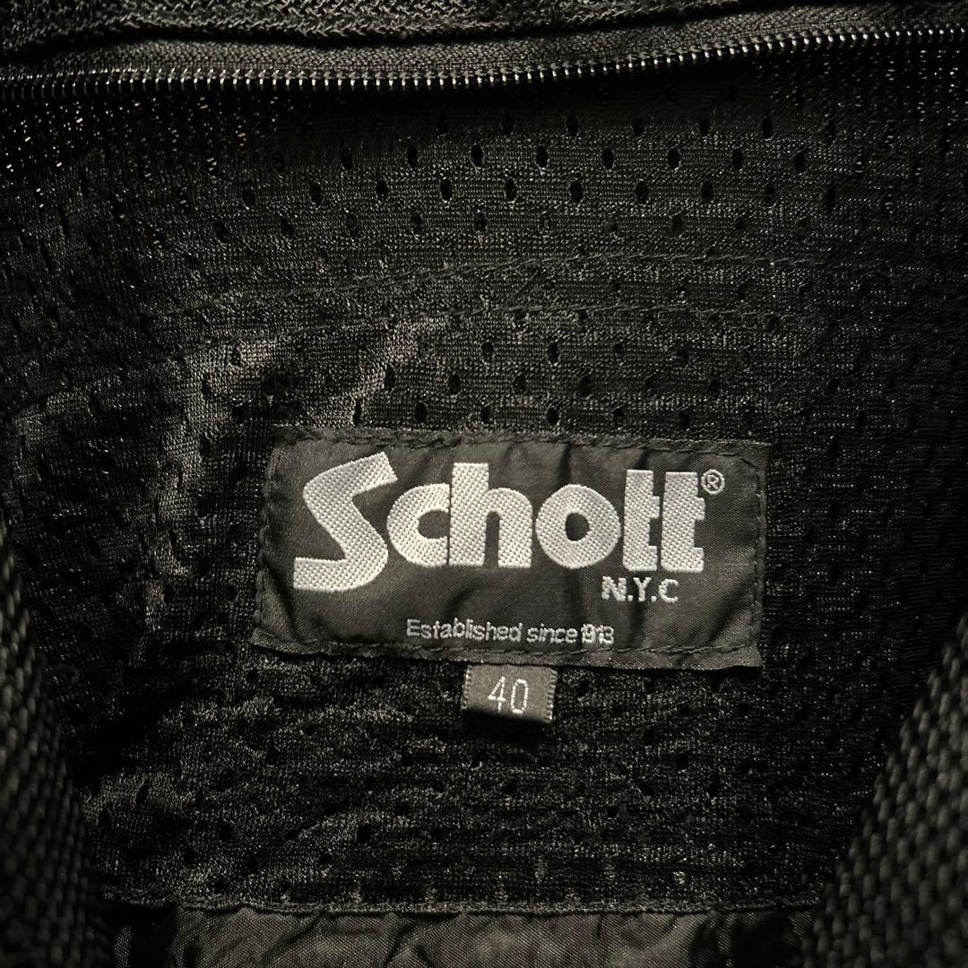 希少】Schott N.Y.C.刺繍ロゴ ワッペン ブルゾン レザー 古着40