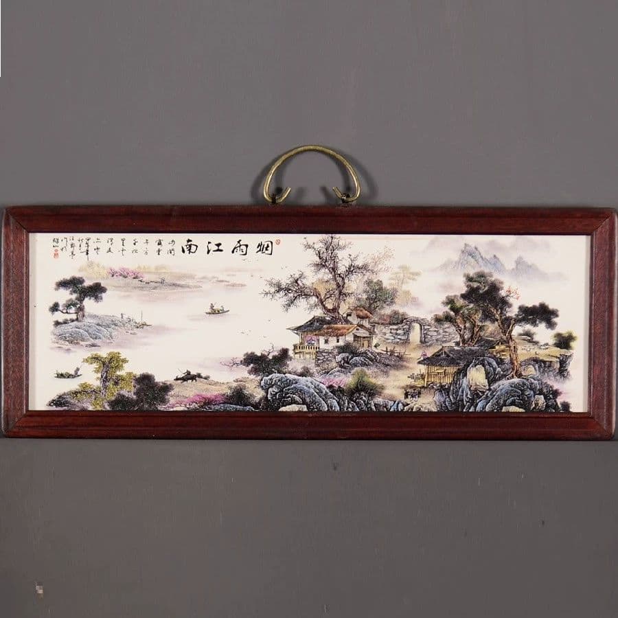 景徳鎮 陶板画 煙雨江南 客間 玄関 茶室書斎 装飾品 現代工芸品 美術品 置物 景徳鎮 陶板画 煙雨江南 客間 玄関 茶室書斎 装飾品 現代工芸品
