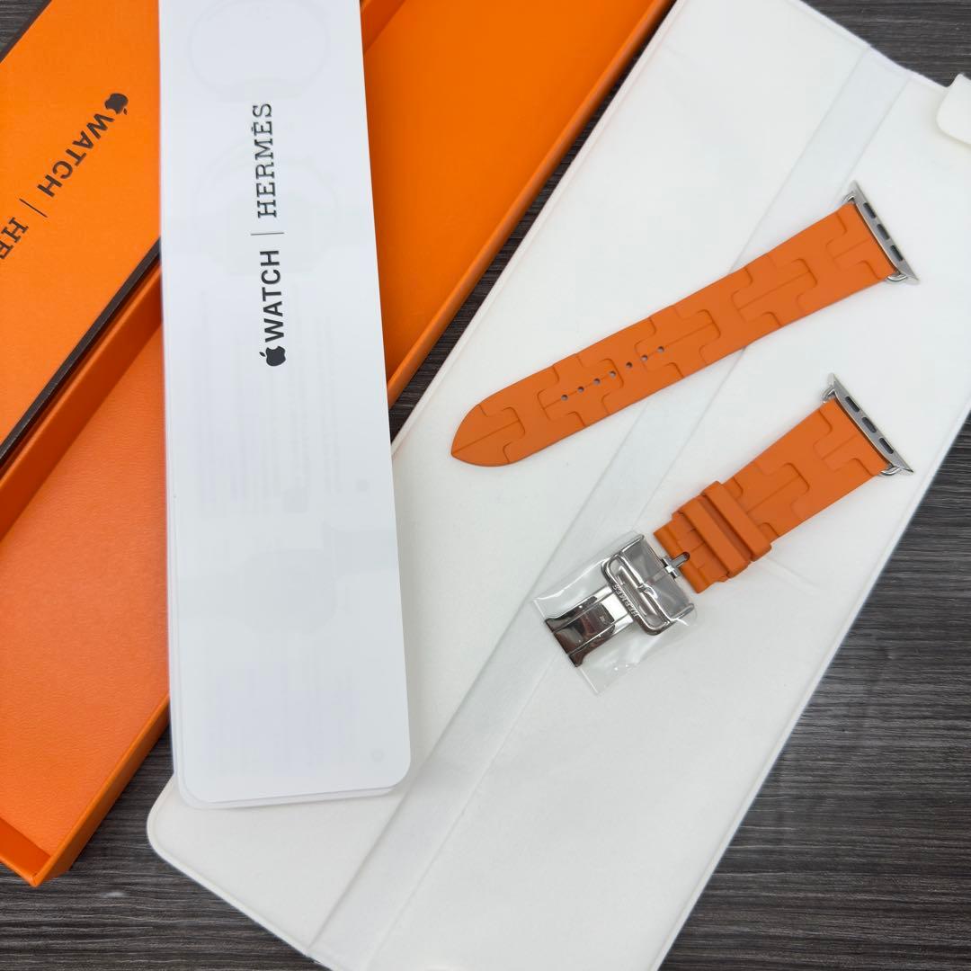 2727 ほぼ未使用　Apple Watch エルメス　キリム　オレンジ　ラバー