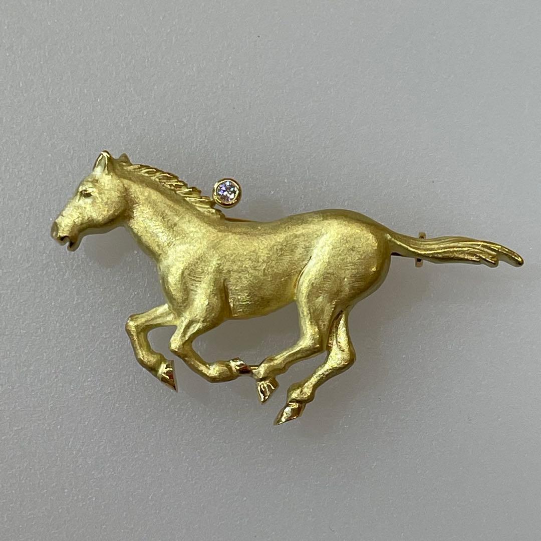 K18 馬 ブローチ ダイヤモンド入り - メルカリ