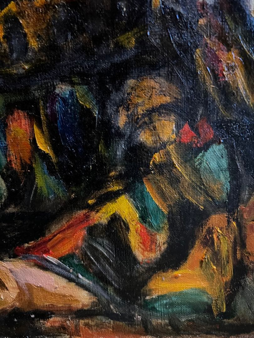 寿福院祥一　油彩画 少女の肖像 金色と青色のフレーム