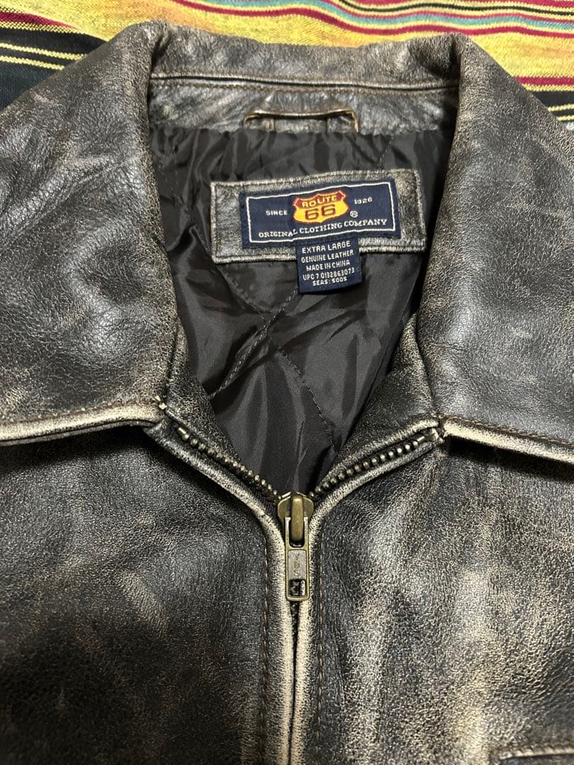 値下ルート66 ヴィンテージレザー ジャケット ジョニーデップ風